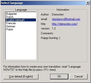 Change language dialog