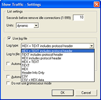 Screen shot of 'Show Traffic' settings